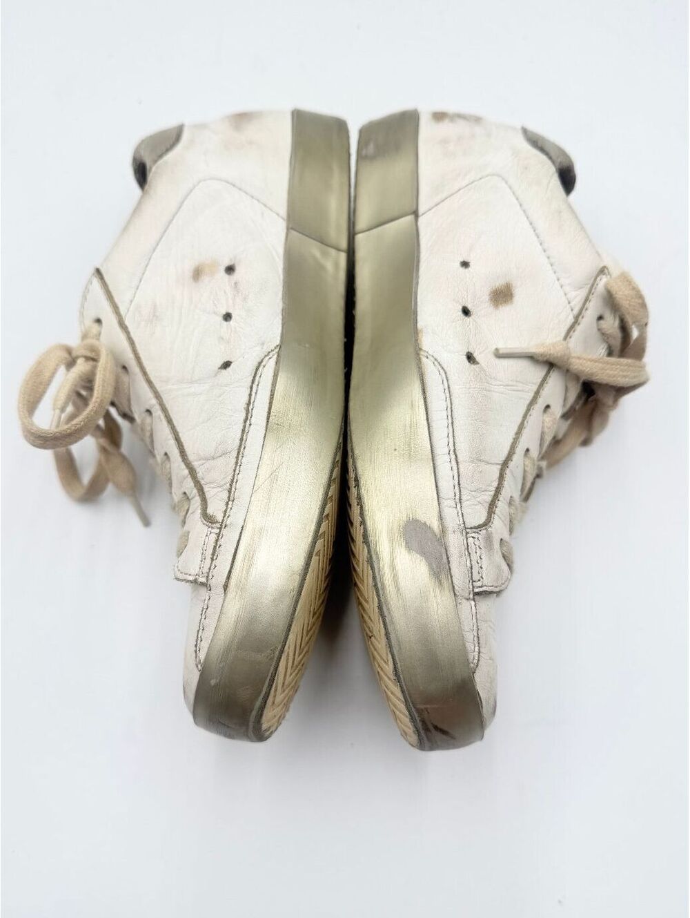 Golden Goose Superstar White Leather Gold Heel Distressed Sneakers Size 36 US 6 - Picture 5 of 10
